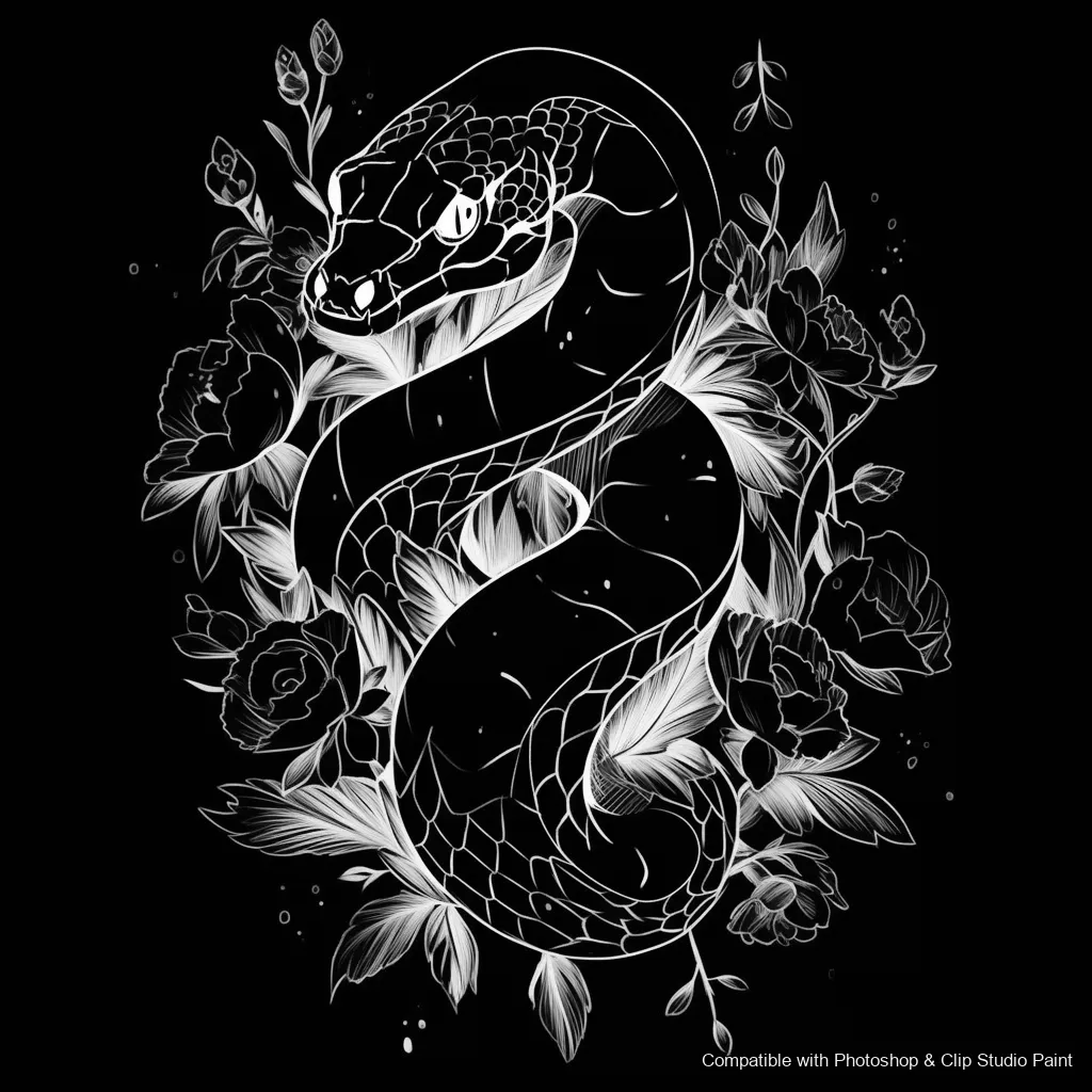Serpent Ink brush 23 of 100 — Photoshop & Clip Studio Paint .abr preview