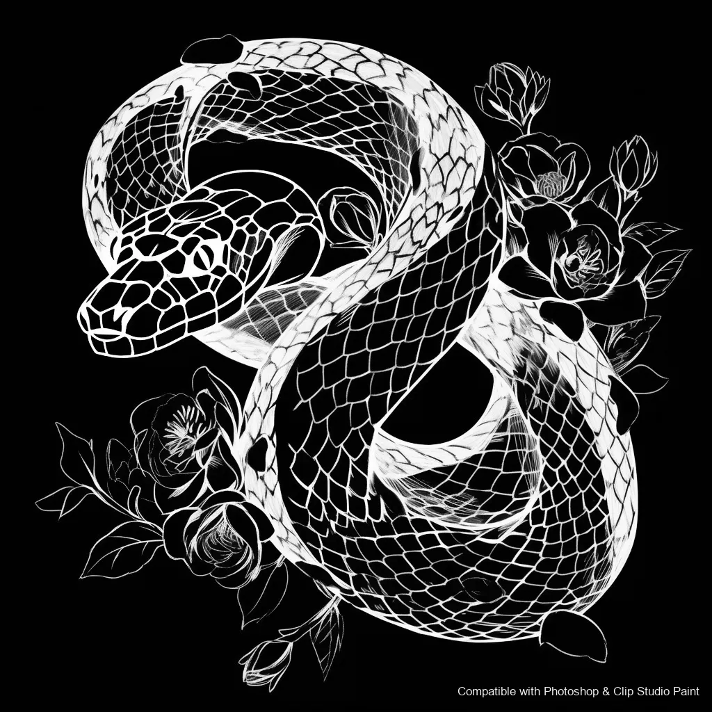 Serpent Ink brush 26 of 100 — Photoshop & Clip Studio Paint .abr preview