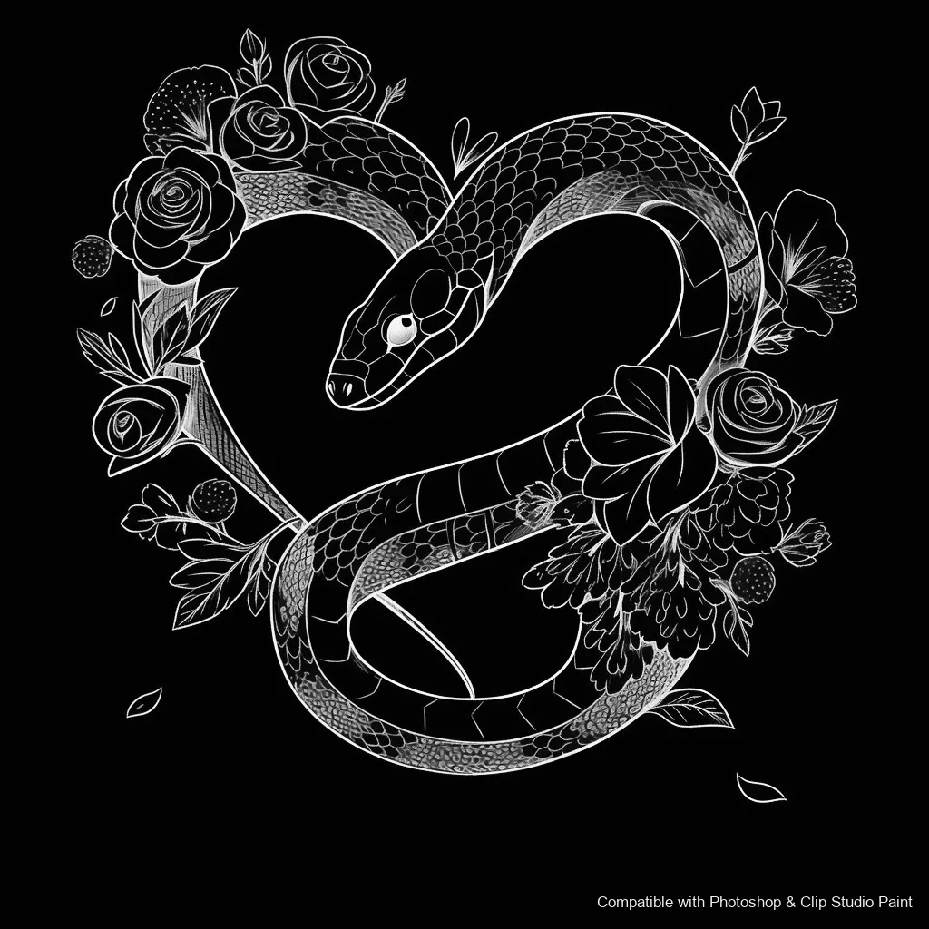 Serpent Ink brush 28 of 100 — Photoshop & Clip Studio Paint .abr preview