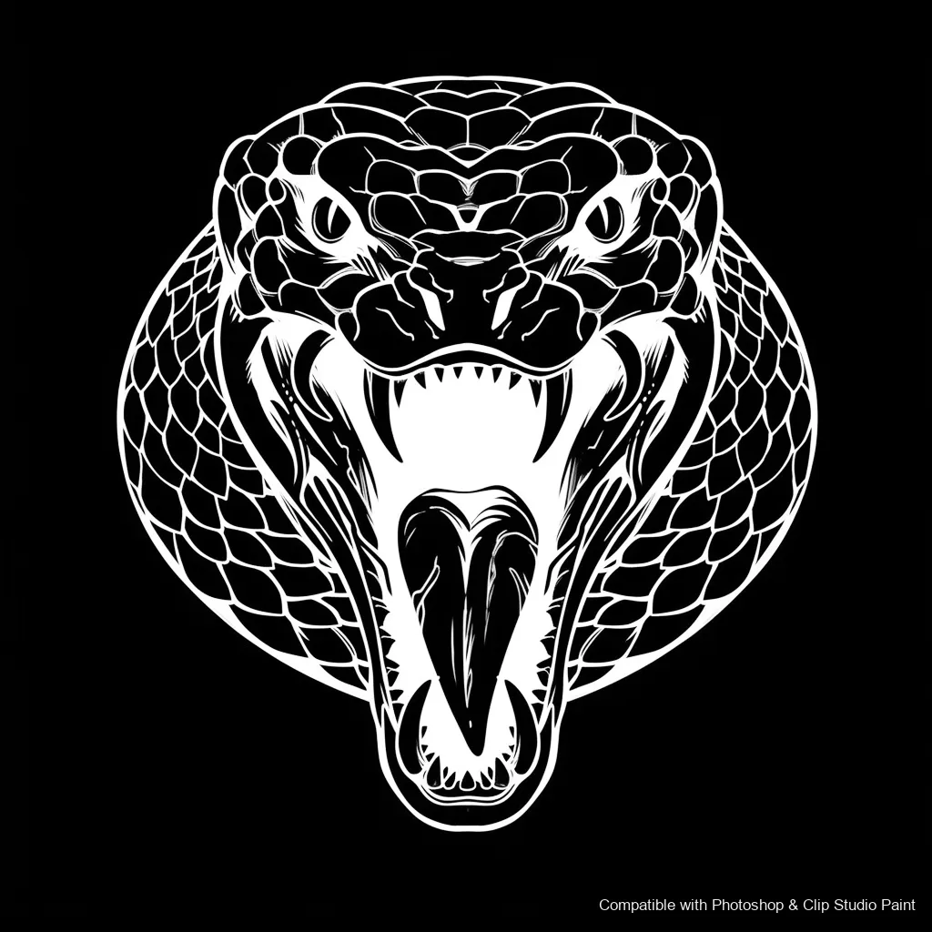 Serpent Ink brush 32 of 100 — Photoshop & Clip Studio Paint .abr preview