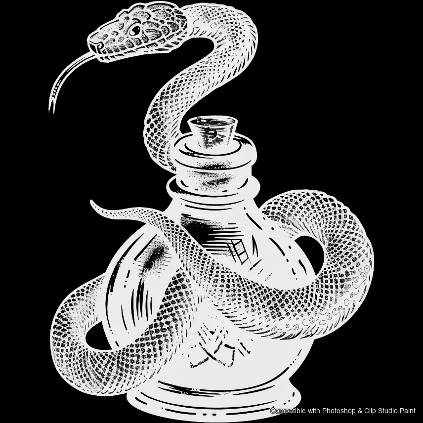 Serpent Ink brush 36 of 100 — Photoshop & Clip Studio Paint .abr preview