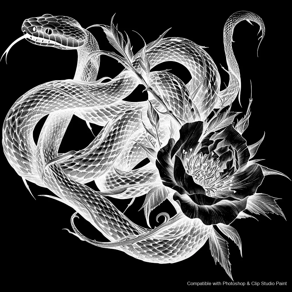 Serpent Ink brush 37 of 100 — Photoshop & Clip Studio Paint .abr preview