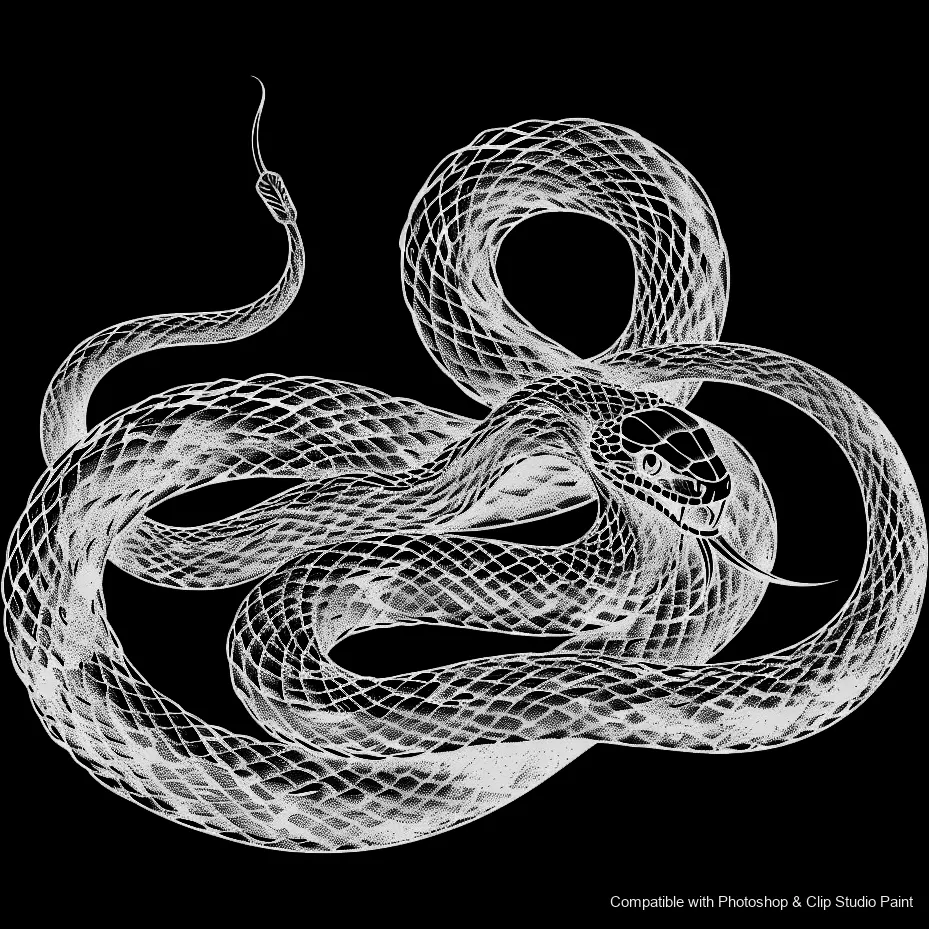 Serpent Ink brush 38 of 100 — Photoshop & Clip Studio Paint .abr preview