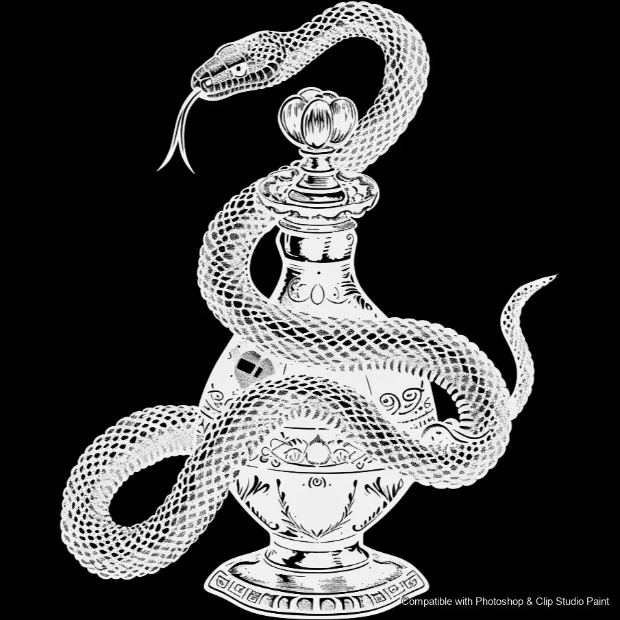 Serpent Ink brush 40 of 100 — Photoshop & Clip Studio Paint .abr preview