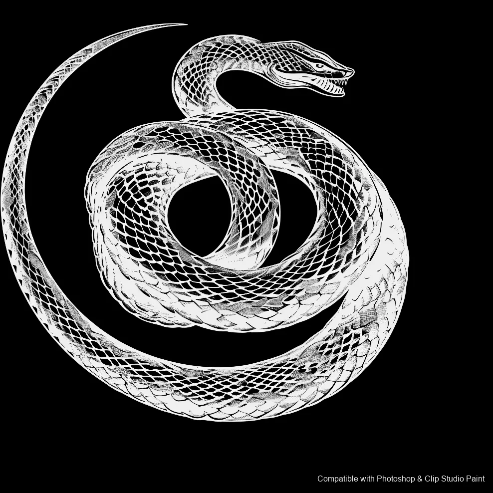Serpent Ink brush 41 of 100 — Photoshop & Clip Studio Paint .abr preview