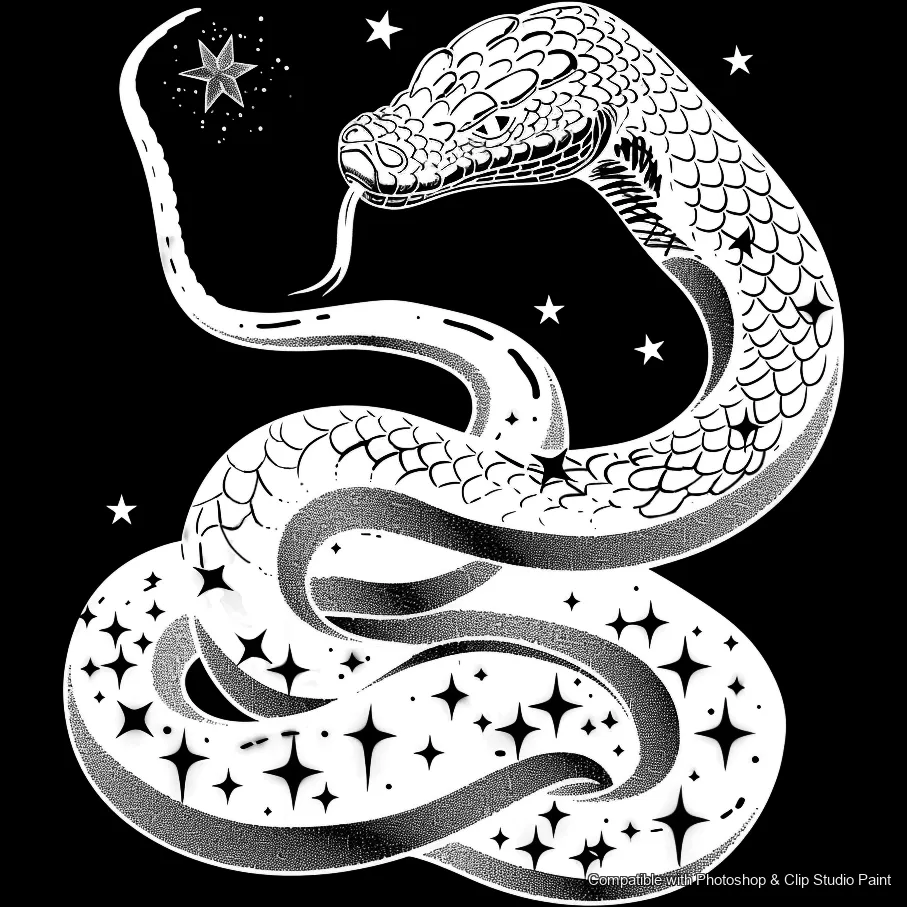 Serpent Ink brush 44 of 100 — Photoshop & Clip Studio Paint .abr preview