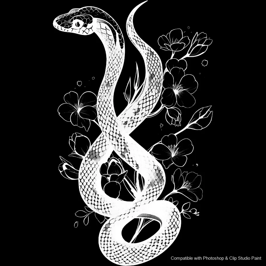 Serpent Ink brush 46 of 100 — Photoshop & Clip Studio Paint .abr preview
