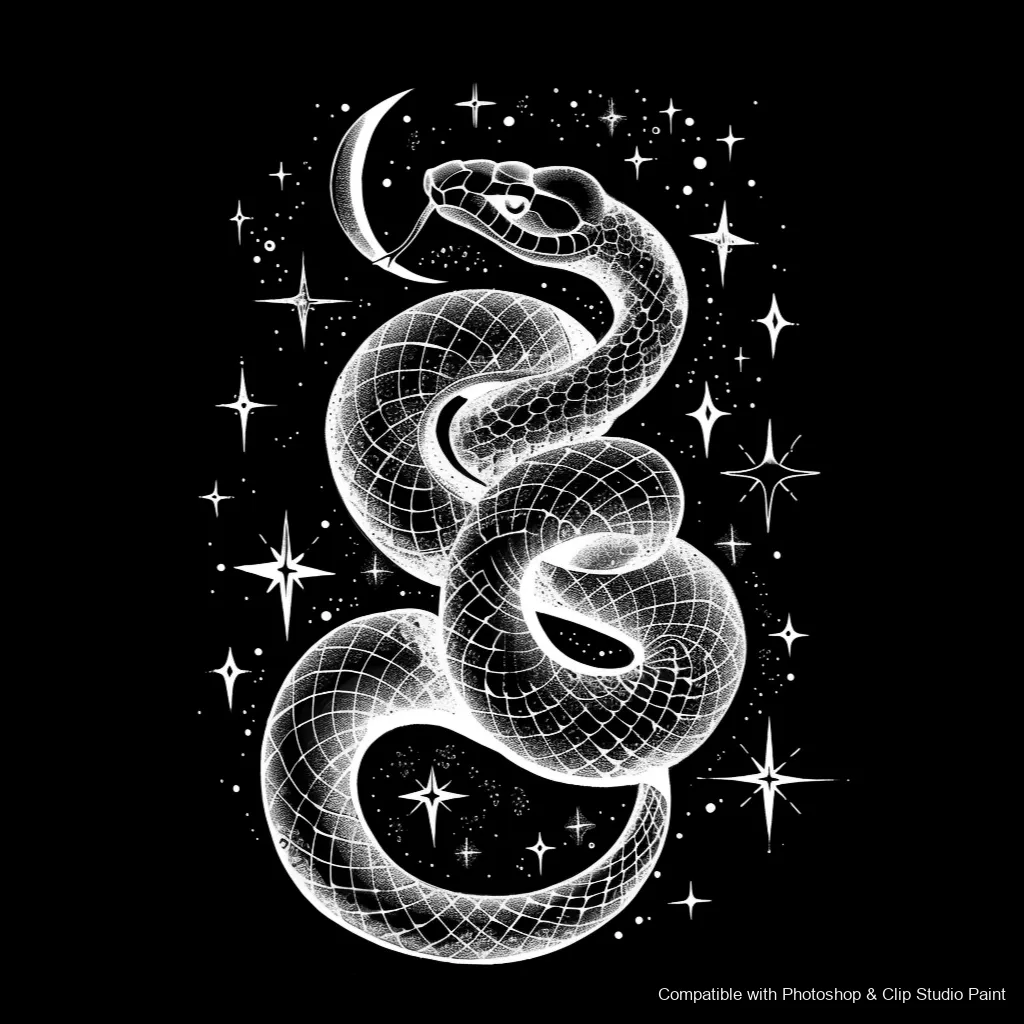 Serpent Ink brush 47 of 100 — Photoshop & Clip Studio Paint .abr preview