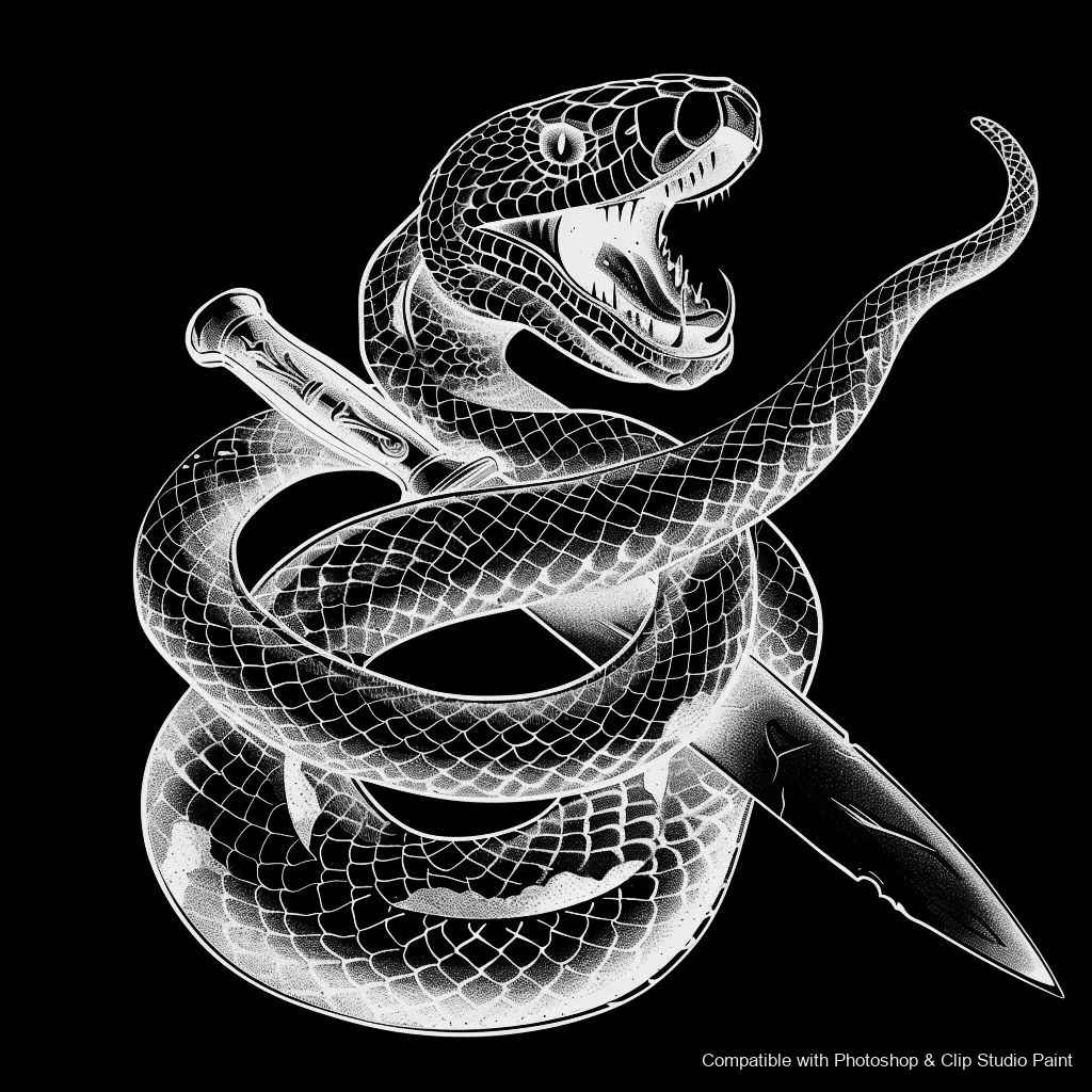 Serpent Ink brush 48 of 100 — Photoshop & Clip Studio Paint .abr preview