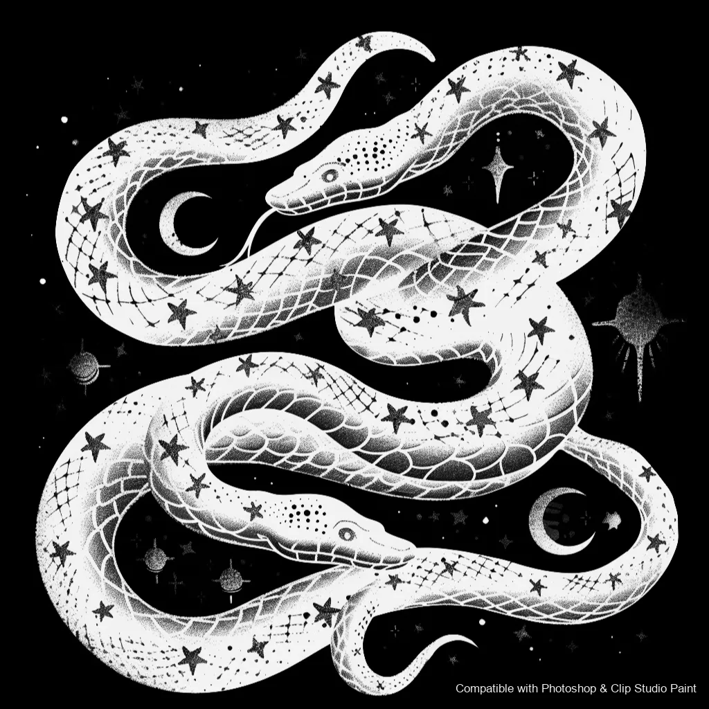 Serpent Ink brush 51 of 100 — Photoshop & Clip Studio Paint .abr preview