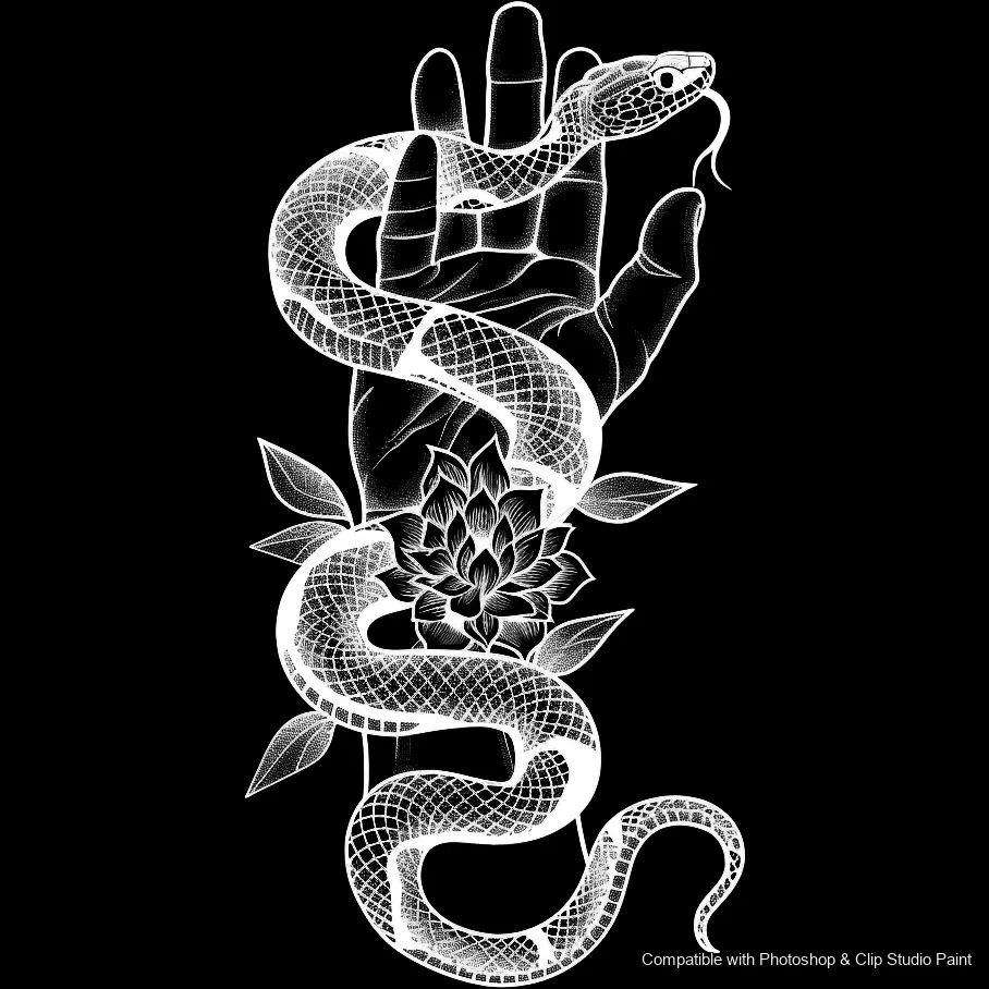 Serpent Ink brush 52 of 100 — Photoshop & Clip Studio Paint .abr preview