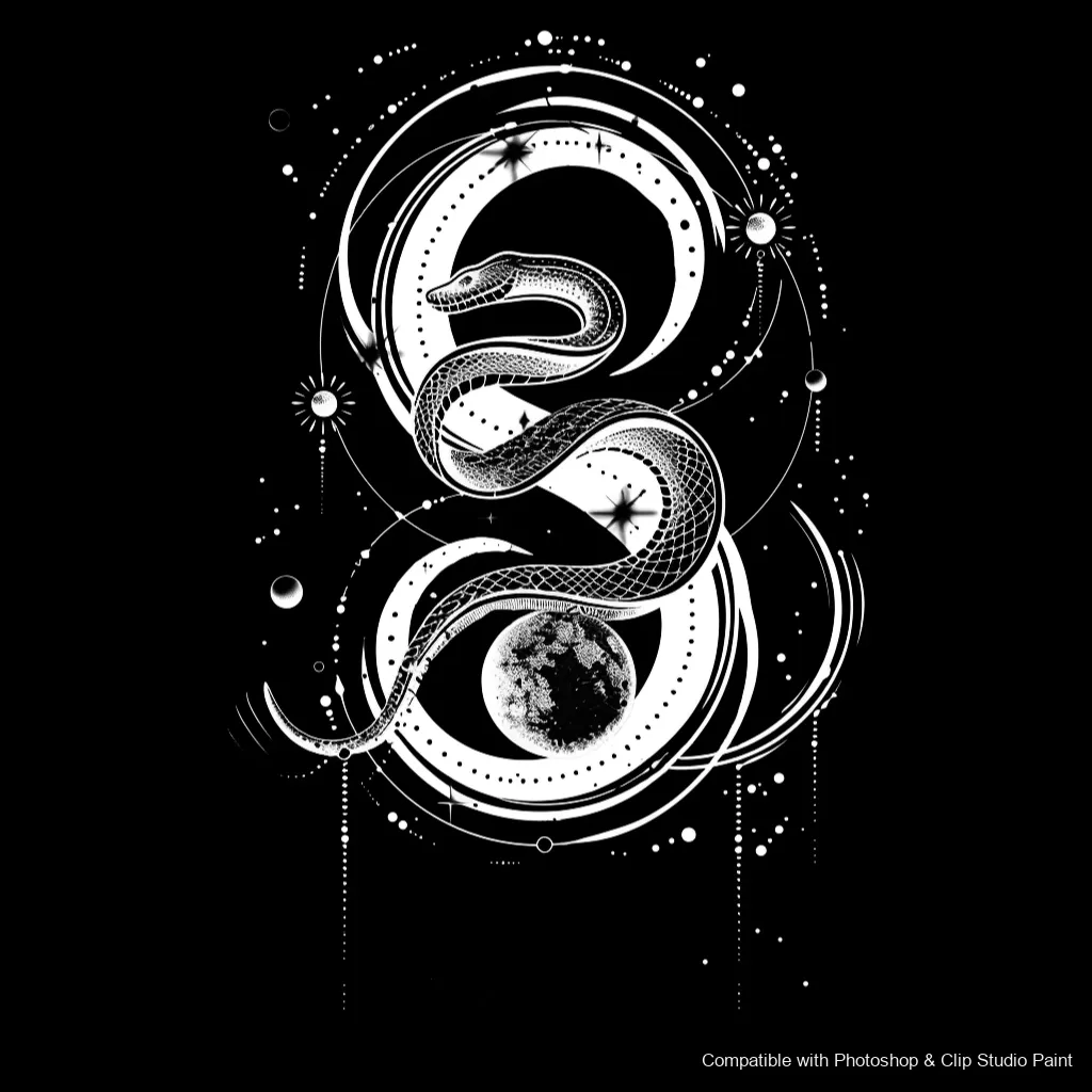 Serpent Ink brush 55 of 100 — Photoshop & Clip Studio Paint .abr preview