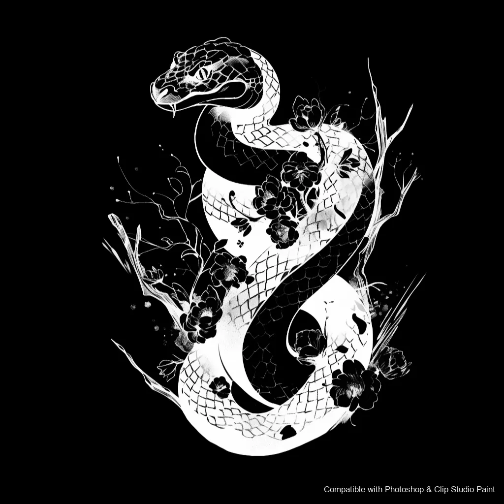 Serpent Ink brush 61 of 100 — Photoshop & Clip Studio Paint .abr preview