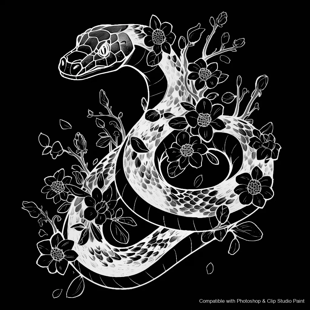 Serpent Ink brush 62 of 100 — Photoshop & Clip Studio Paint .abr preview