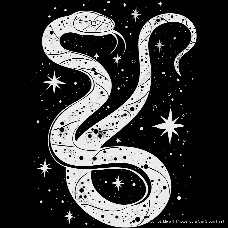 Serpent Ink brush 68 of 100 — Photoshop & Clip Studio Paint .abr preview