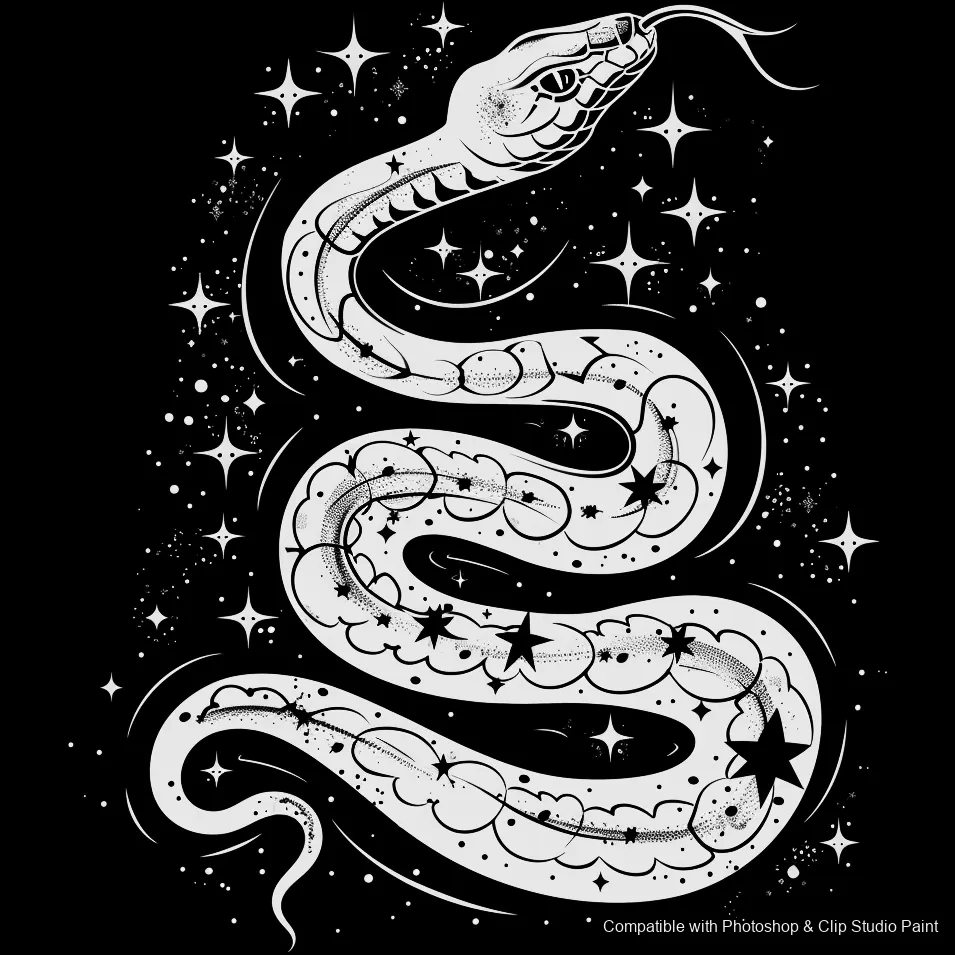 Serpent Ink brush 70 of 100 — Photoshop & Clip Studio Paint .abr preview