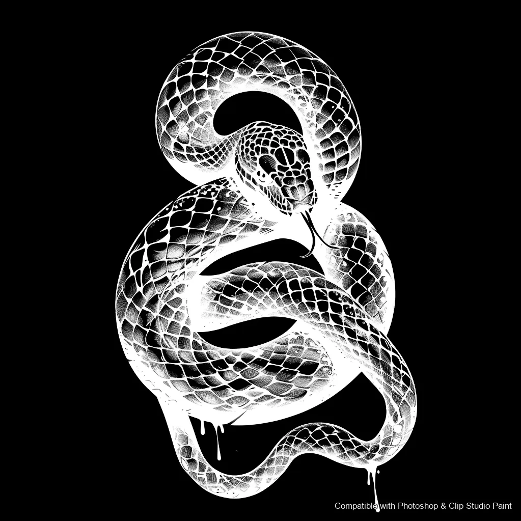 Serpent Ink brush 74 of 100 — Photoshop & Clip Studio Paint .abr preview