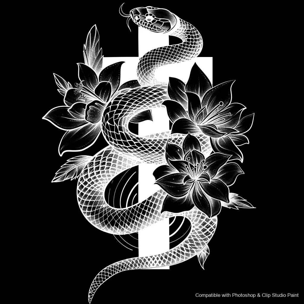Serpent Ink brush 80 of 100 — Photoshop & Clip Studio Paint .abr preview