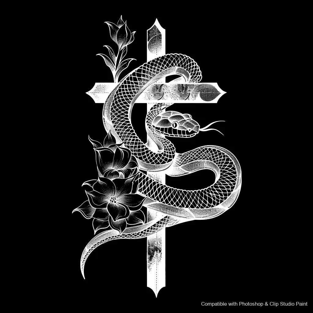 Serpent Ink brush 82 of 100 — Photoshop & Clip Studio Paint .abr preview