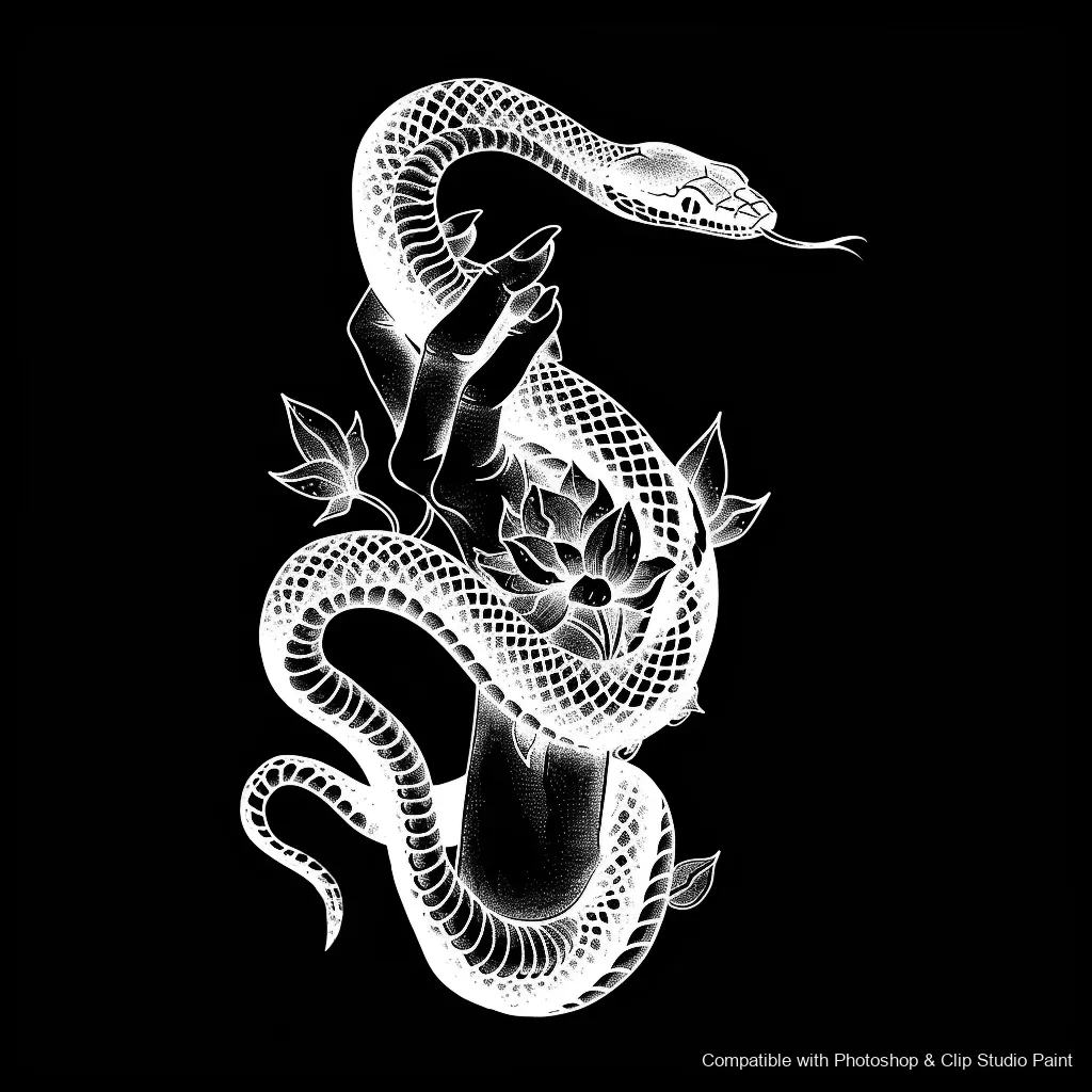 Serpent Ink brush 85 of 100 — Photoshop & Clip Studio Paint .abr preview