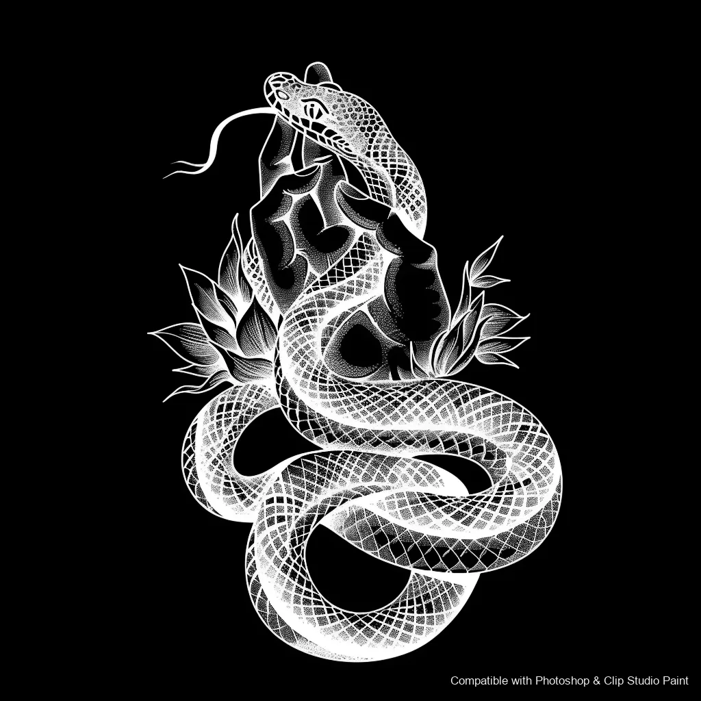 Serpent Ink brush 93 of 100 — Photoshop & Clip Studio Paint .abr preview