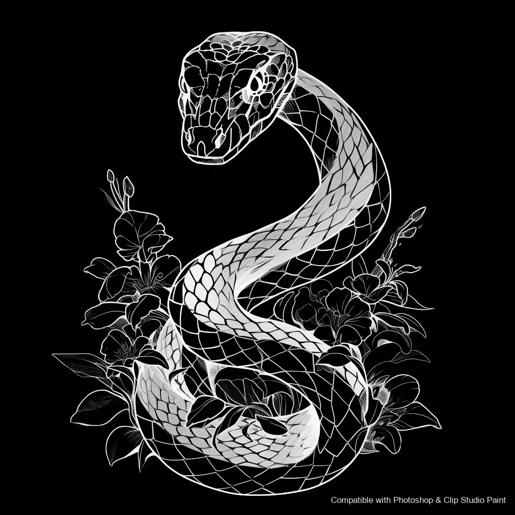 Serpent Ink brush 94 of 100 — Photoshop & Clip Studio Paint .abr preview