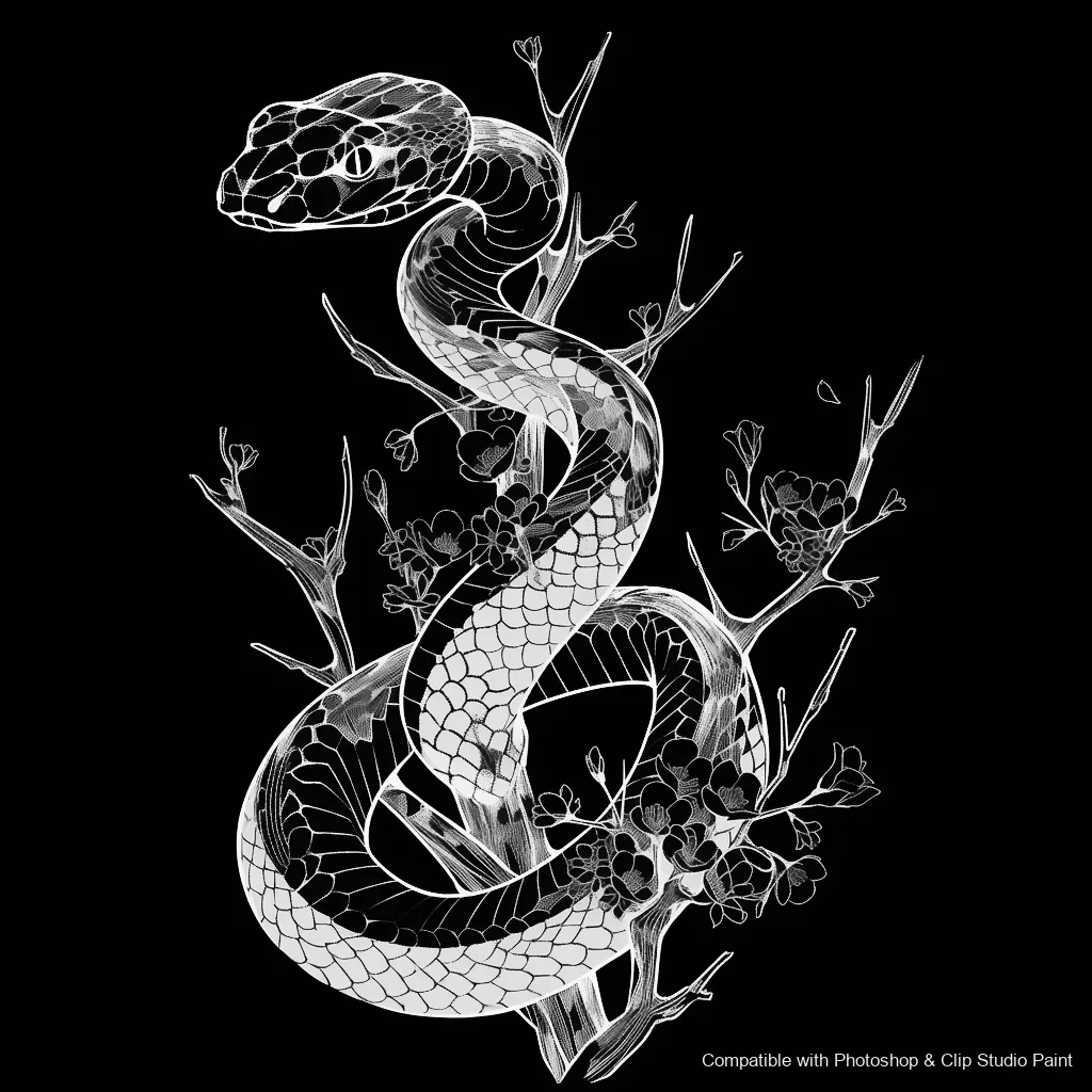 Serpent Ink brush 95 of 100 — Photoshop & Clip Studio Paint .abr preview