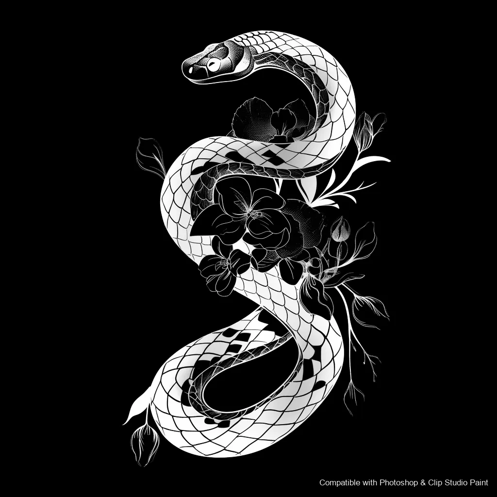 Serpent Ink brush 96 of 100 — Photoshop & Clip Studio Paint .abr preview