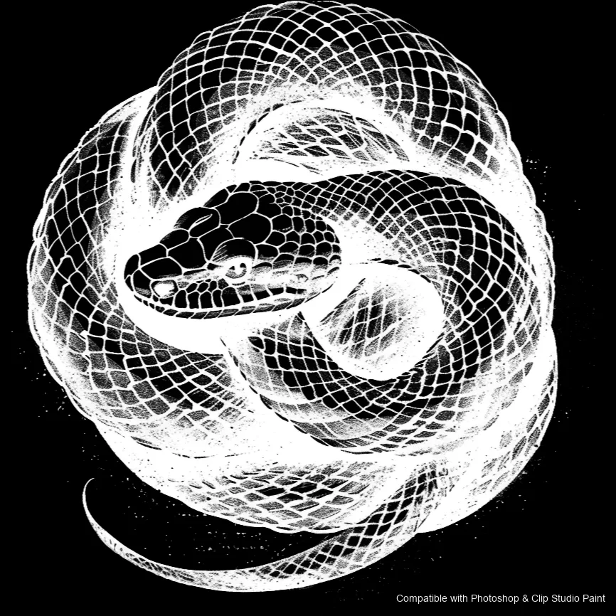 Serpent Ink brush 97 of 100 — Photoshop & Clip Studio Paint .abr preview