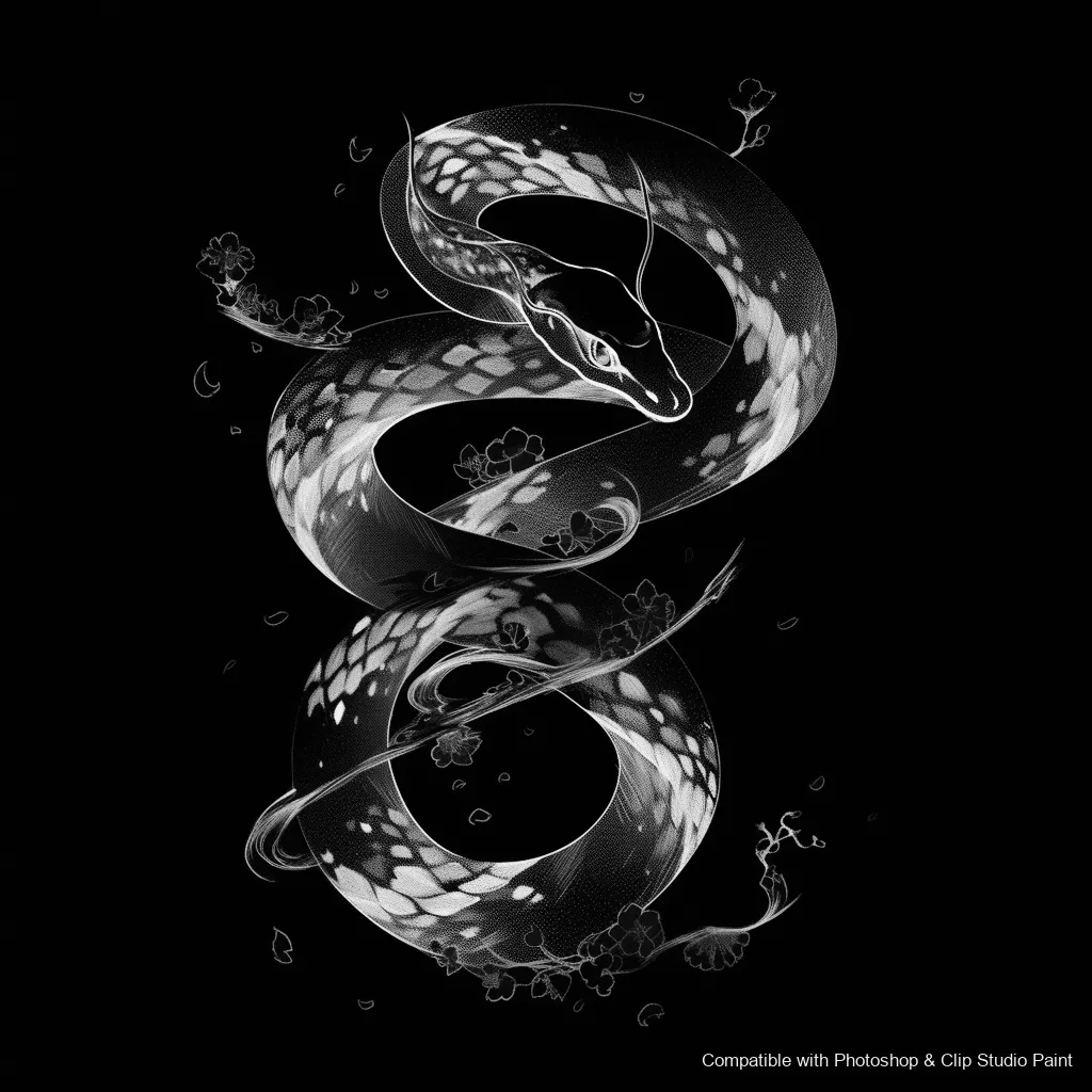 Serpent Ink brush 98 of 100 — Photoshop & Clip Studio Paint .abr preview