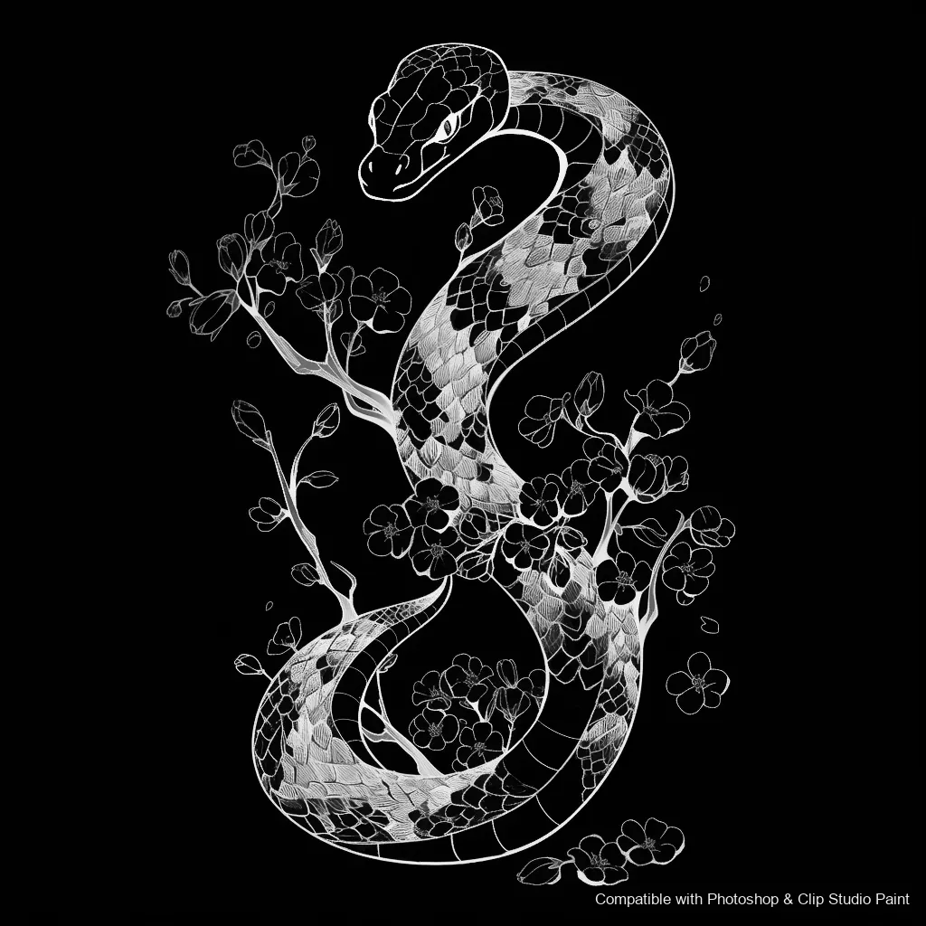 Serpent Ink brush 99 of 100 — Photoshop & Clip Studio Paint .abr preview