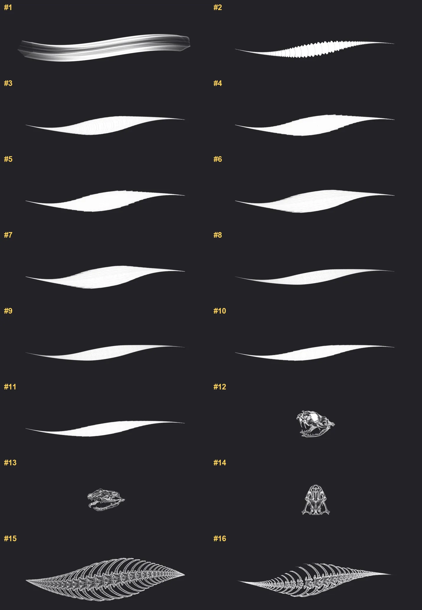 Serpent Scales Kit Procreate brushes overview sheet 1