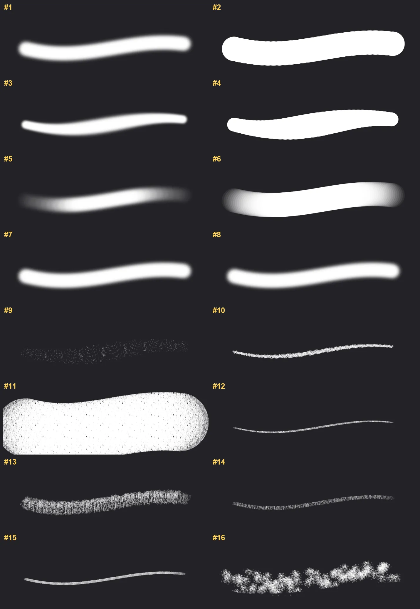 Silkscreen Builder Procreate brushes overview sheet 1