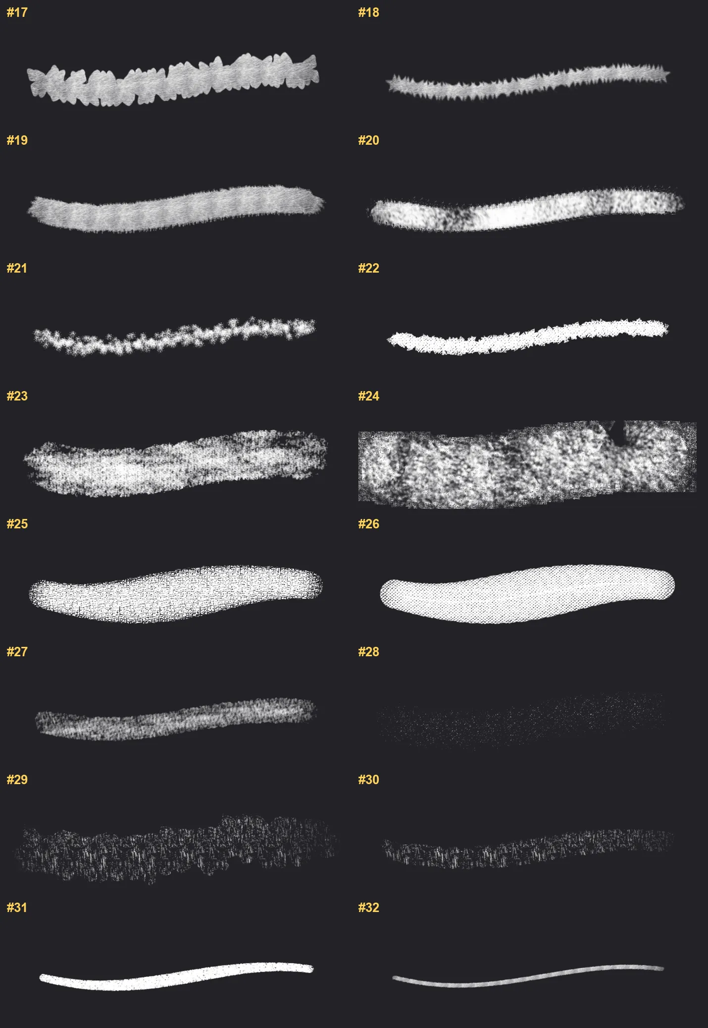Silkscreen Builder Procreate brushes overview sheet 2