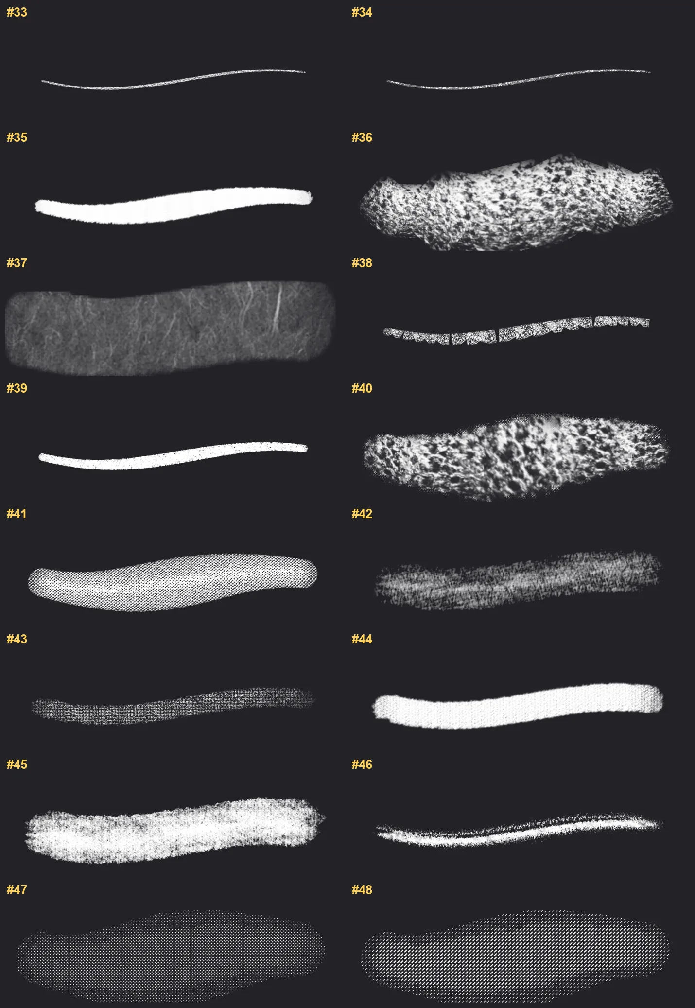 Silkscreen Builder Procreate brushes overview sheet 3