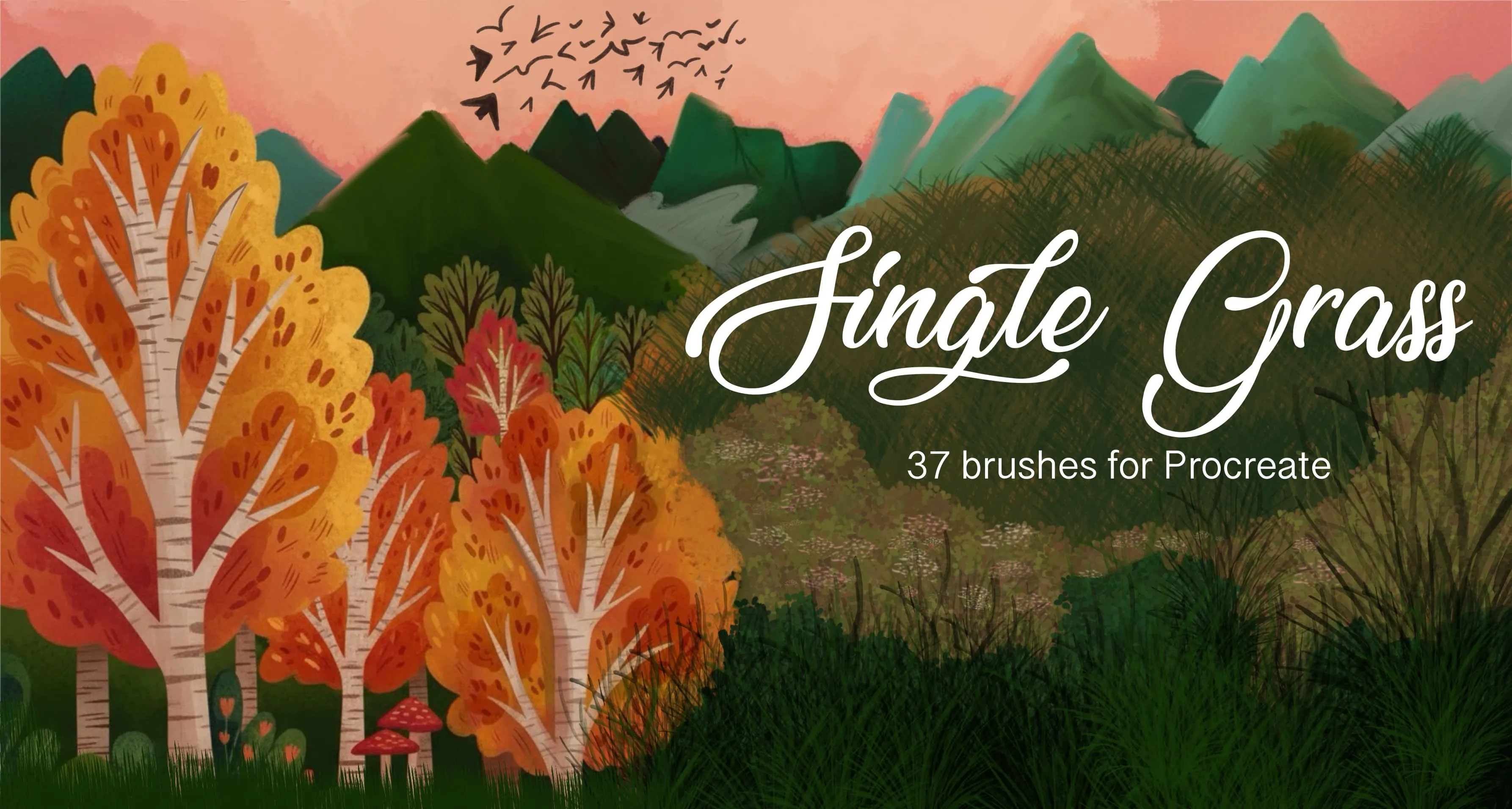 Single Grass Procreate brush set cover