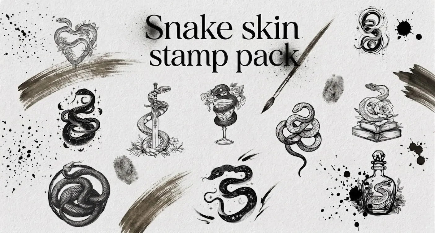 Snake Kit Procreate brush set — 100 brushes, tattoo