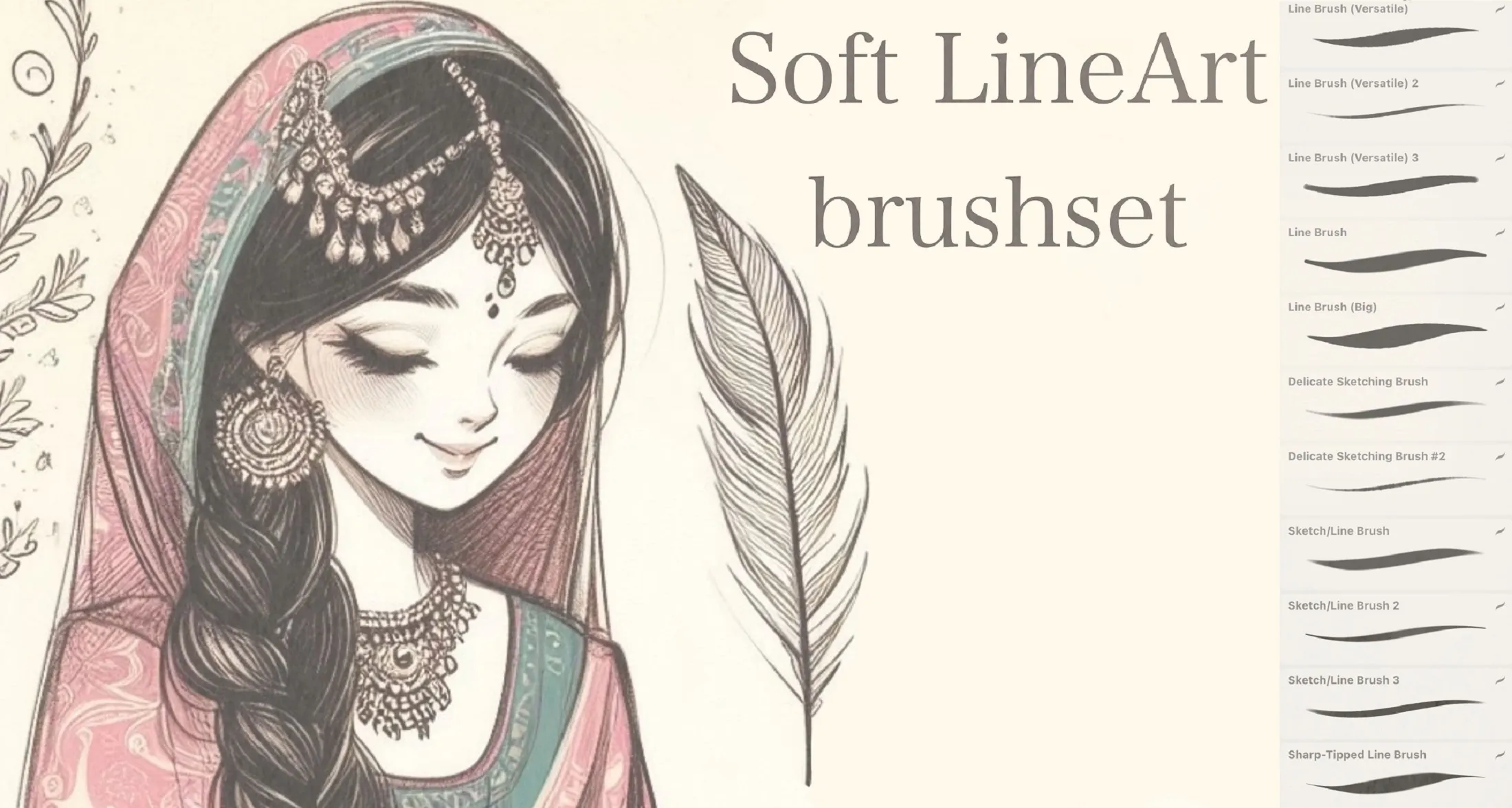 Soft Lines Procreate brush set cover