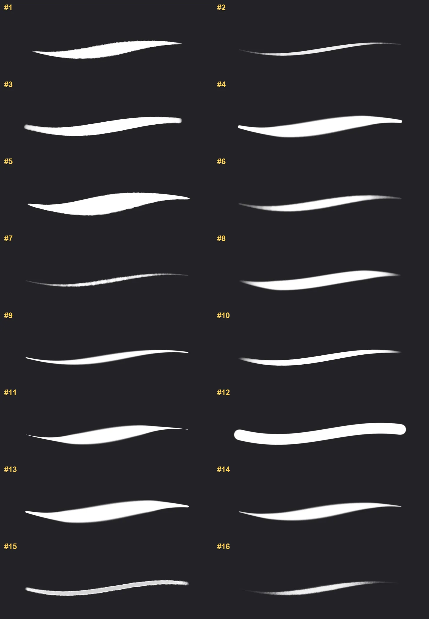 Soft Lines Procreate brushes overview sheet 1
