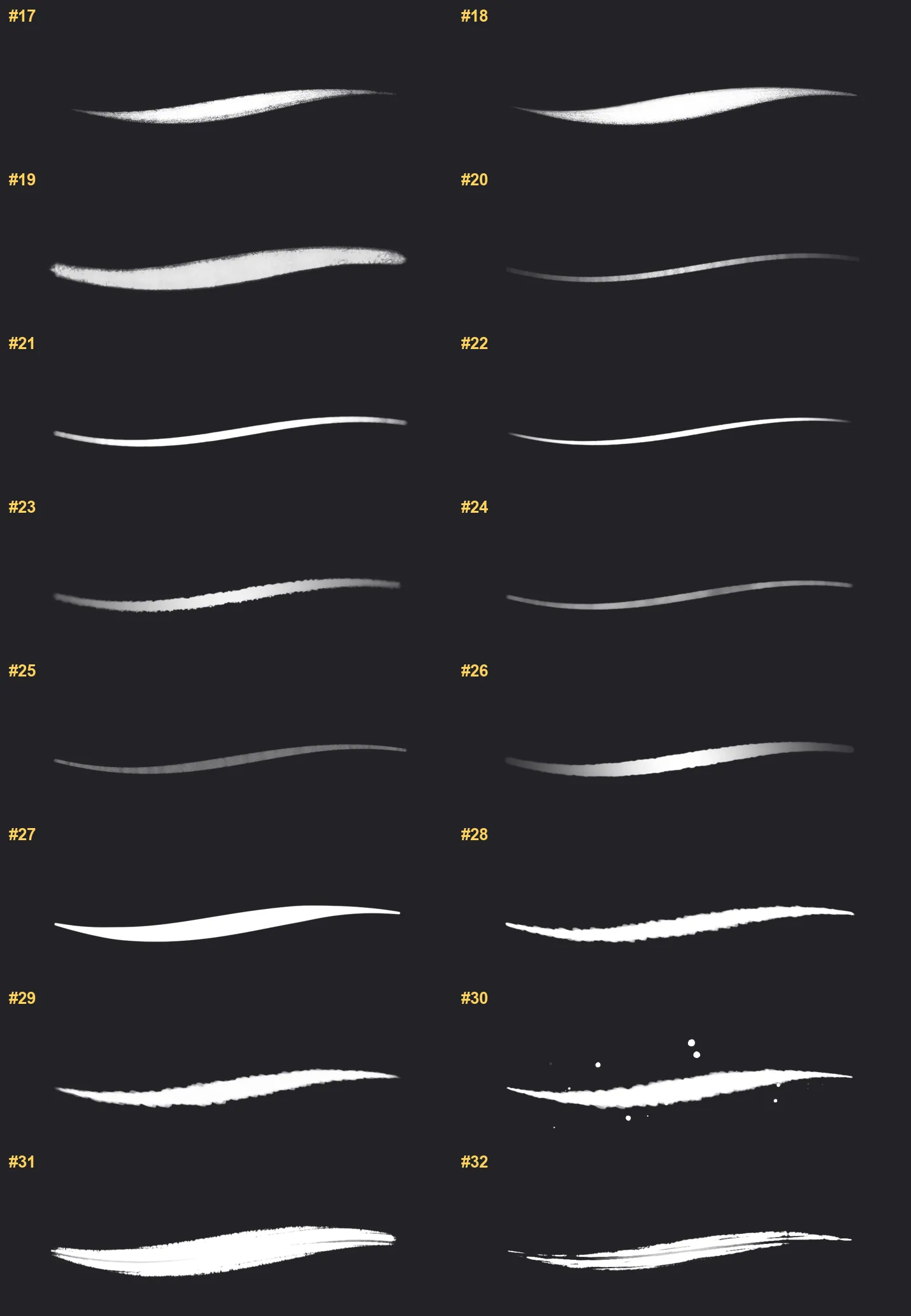 Soft Lines Procreate brushes overview sheet 2