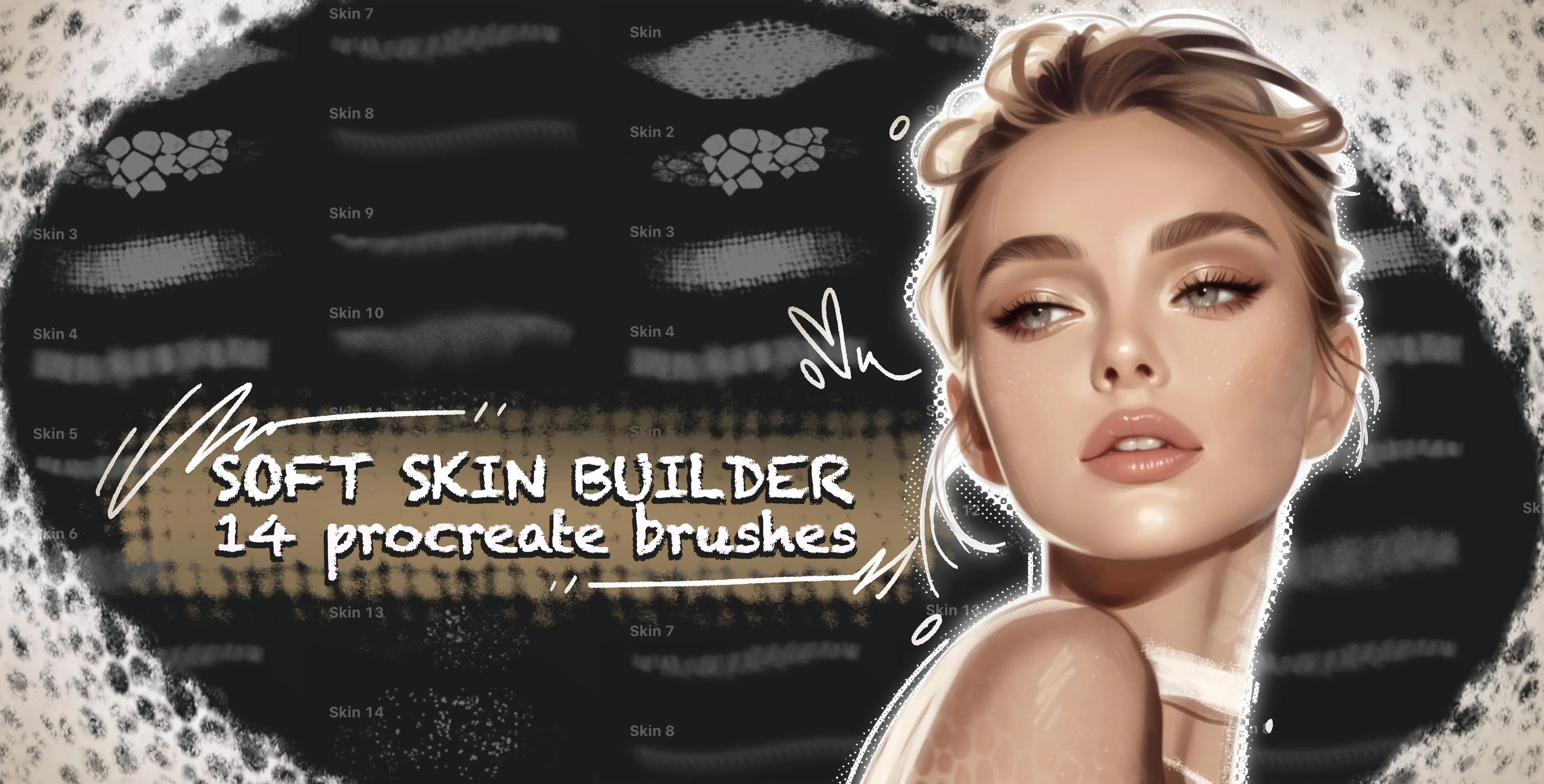 Soft Skin Builder Procreate brush set — 14 brushes, portrait & skin