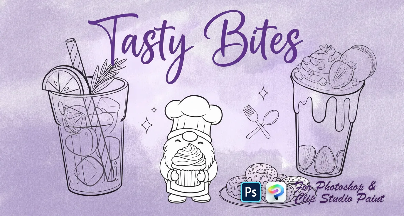 Tasty Bites Photoshop & Clip Studio Paint brush set cover