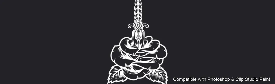 Tattoo Flash brush 67 of 74 — Photoshop & Clip Studio Paint .abr preview