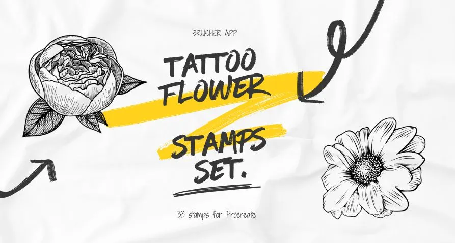 Tattoo Flower Procreate brush set cover
