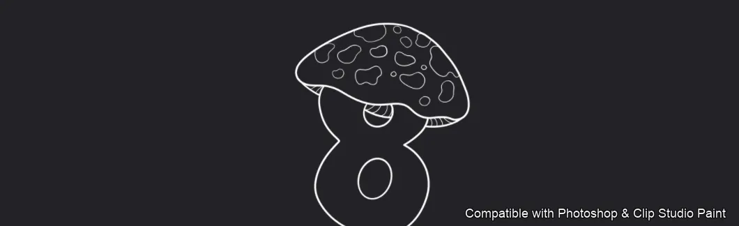 Toadstool Numbers brush 3 of 10 — Photoshop & Clip Studio Paint .abr preview