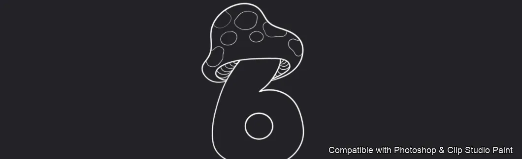 Toadstool Numbers brush 5 of 10 — Photoshop & Clip Studio Paint .abr preview