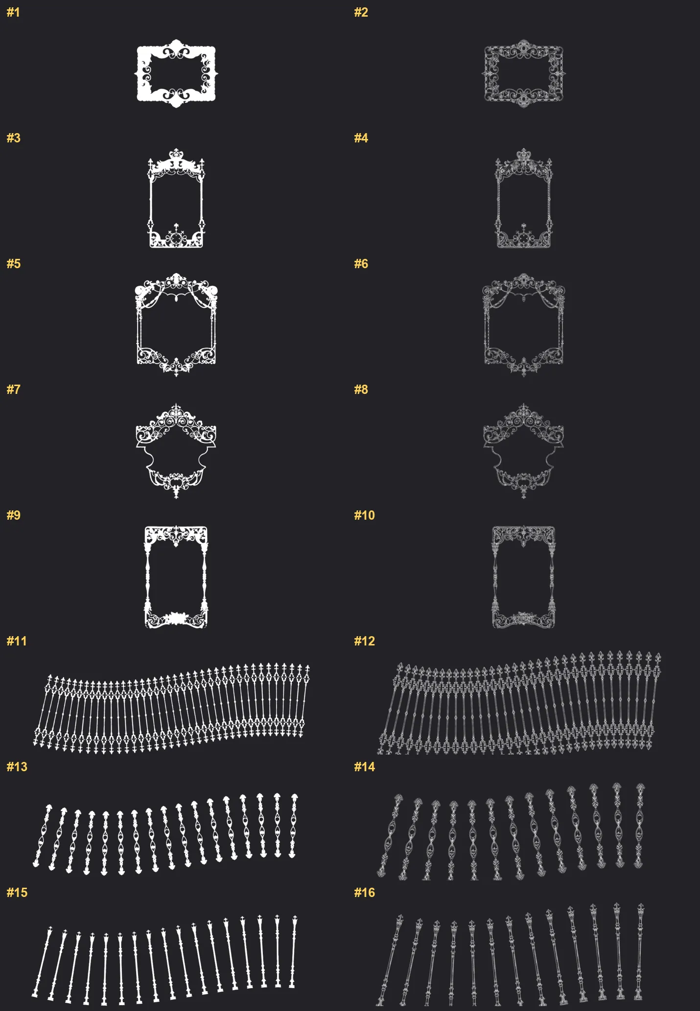 Vintage Frames Procreate brushes overview sheet 1