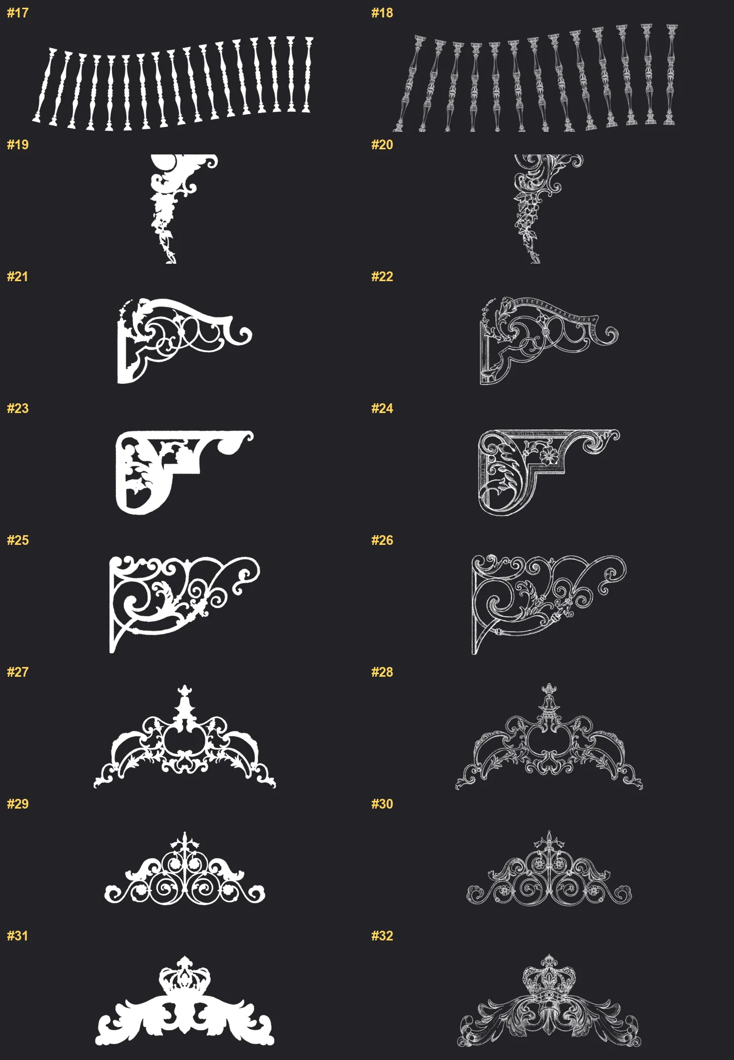 Vintage Frames Procreate brushes overview sheet 2