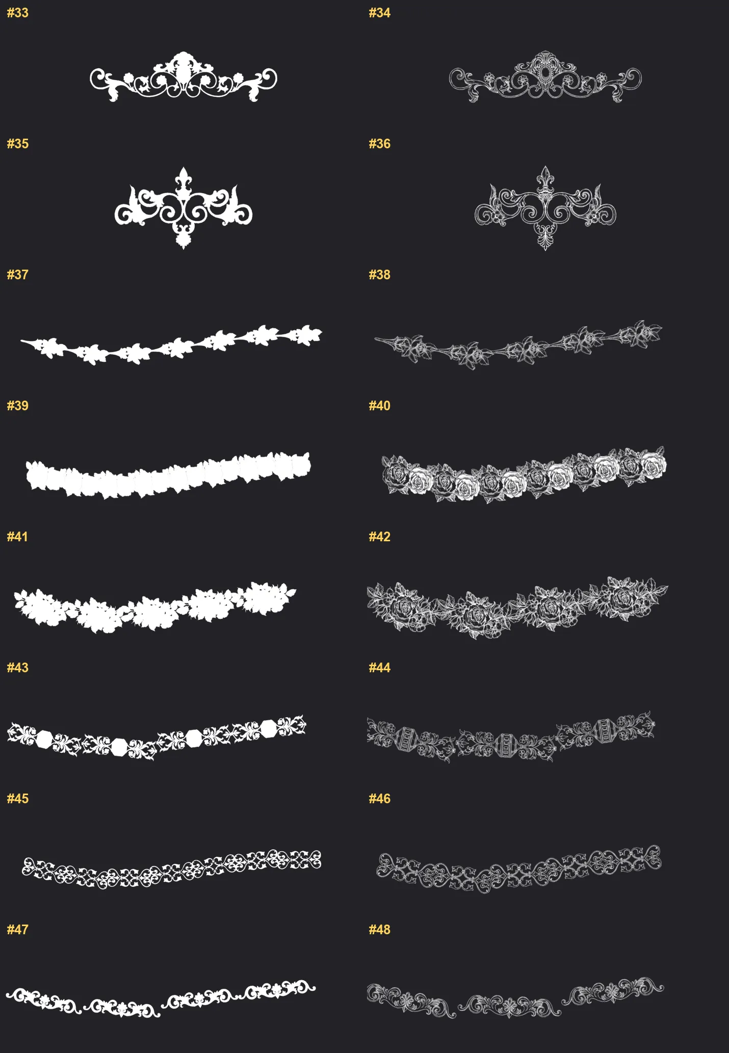 Vintage Frames Procreate brushes overview sheet 3