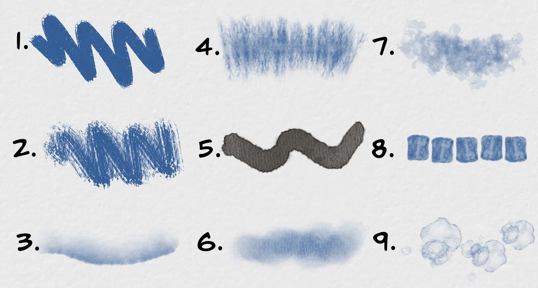 Watercolor Brush Pack brushes — style examples